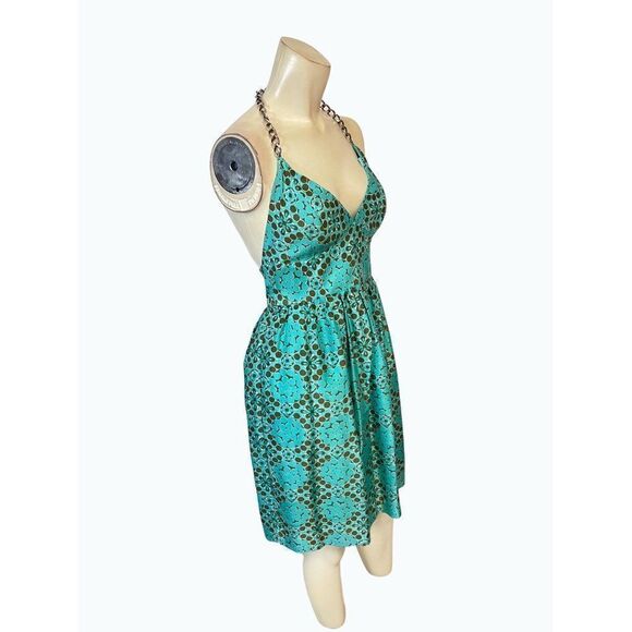 Milly New York Green Brown Silk Dress Size 0 2 - Picture 2 of 5